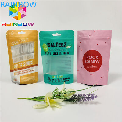 खाद्य ग्रेड प्लास्टिक पाउच पैकेजिंग टुकड़े टुकड़े में खड़े जिपर पाउच स्वनिर्धारित लोगो