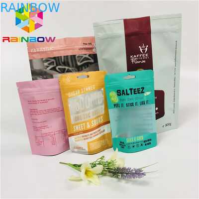 मैट चाय बैग पैकेजिंग जिपर / फाड़ पायदान के साथ एल्यूमीनियम पन्नी बैग ऊपर खड़े हो जाओ