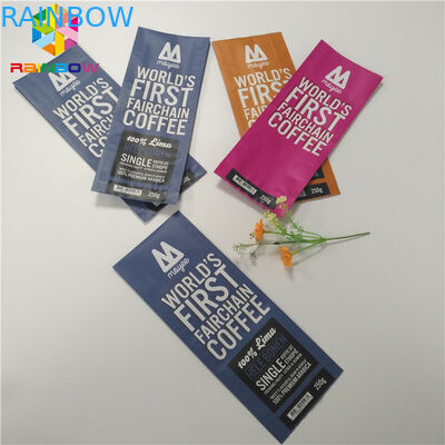 वाल्व के साथ क्वाड सील मैट फ़ॉइल पाउच पैकेजिंग साइड गस्सेट कॉफ़ी बैग समाप्त