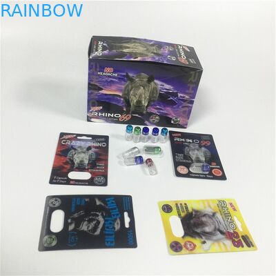 प्लास्टिक कवर के साथ कार्ट्रिज पेपर ब्लिस्टर कार्ड पैकेजिंग गोल्ड राइनो कंटेनर बुलेट