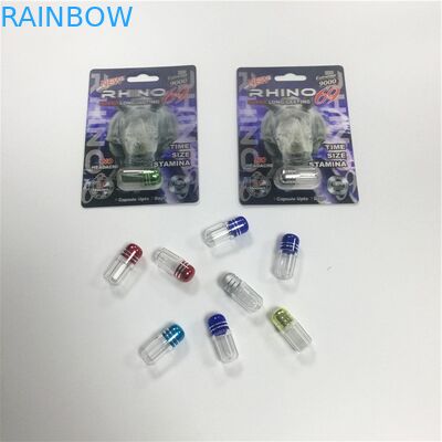 मिनी प्लास्टिक पीएस बोतल ब्लिस्टर पैक पैकेजिंग राइनो 69 गोलियां कैप्सूल बुलेट आकार कंटेनर