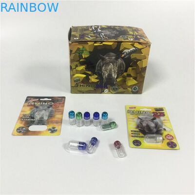 मिनी प्लास्टिक पीएस बोतल ब्लिस्टर पैक पैकेजिंग राइनो 69 गोलियां कैप्सूल बुलेट आकार कंटेनर