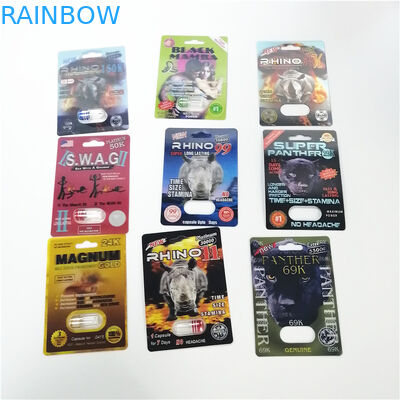 राइनो 69 3 डी ब्लिस्टर कार्ड पैकेजिंग पुरुष संवर्धन कैप्सूल प्लास्टिक सम्मिलित 3 डी कार्ड बक्से