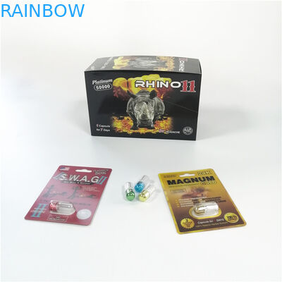 चिकित्सा उपयोग ब्लिस्टर कार्ड पैकेजिंग राइनो 11 मैग्नम 24k 3 डी कार्ड इन्वेंटरी ब्लिस्टर पैक