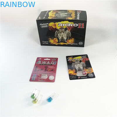 पुरुष वृद्धि कैप्सूल पैकेजिंग के लिए कस्टम ब्लिस्टर कार्ड पैकेजिंग राइनो कंटेनर बुलेट