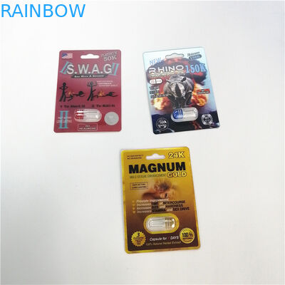 राइनो 69 श्रृंखला ब्लिस्टर कार्ड पैकेजिंग पुरुष संवर्धन गोलियां 3 डी गोली ब्लिस्टर पैकिंग