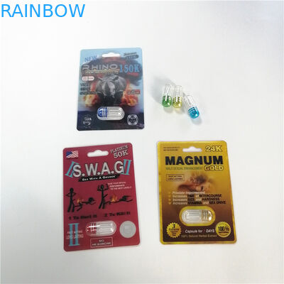 प्रदर्शन बॉक्स के साथ यौन प्रदर्शन संवर्धन गोली ब्लिस्टर पैक पैकेजिंग कार्ड