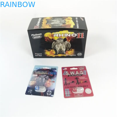 पारिस्थितिकी - छील स्टीकर के साथ दोस्ताना ब्लिस्टर कार्ड पैकेजिंग पुरुष यौन गोली पेपर कार्ड