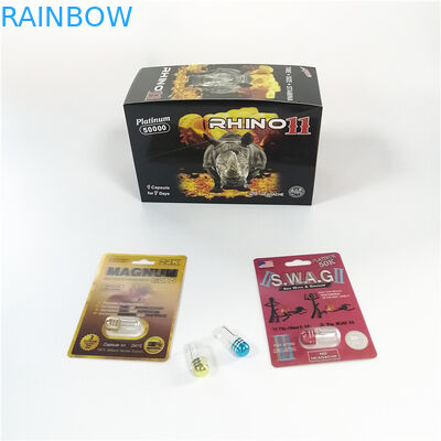 पारिस्थितिकी - छील स्टीकर के साथ दोस्ताना ब्लिस्टर कार्ड पैकेजिंग पुरुष यौन गोली पेपर कार्ड