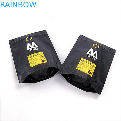 जिपर पाउच बैग कस्टम प्रिंटेड टुकड़े टुकड़े में मैट काले रंग के लिए रेसेलेबल स्टैंड अप