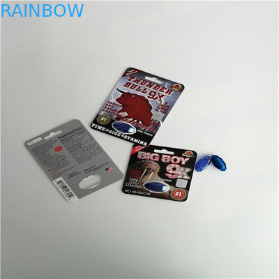 पुरुष संवर्धन गोलियां ब्लिस्टर कार्ड पैकिंग कस्टम मुद्रित राइनो 69 सेक्स गोली 3 डी कार्ड