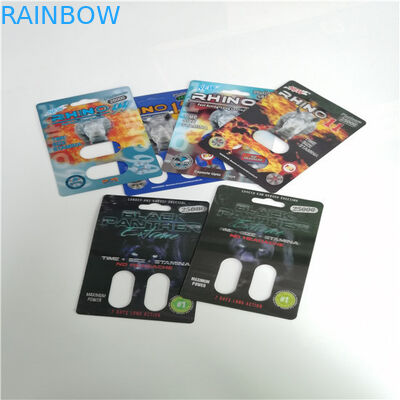 पुरुष संवर्धन गोलियां ब्लिस्टर कार्ड पैकिंग कस्टम मुद्रित राइनो 69 सेक्स गोली 3 डी कार्ड