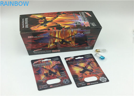 राइनो 69 डी ब्लिस्टर कार्ड पैकेजिंग कैप्सूल गोली कस्टम रंग डिस्प्ले पेपर बॉक्स के साथ