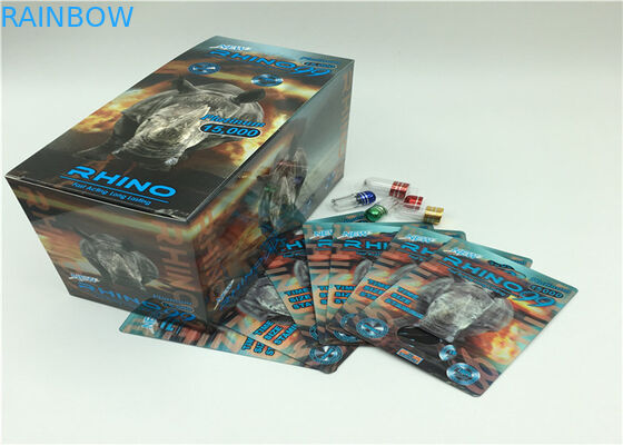 गोल्ड 69K राइनो पाउडर कैप्सूल ब्लिस्टर पैक पैकेजिंग 3 डी कार्ड प्लास्टिक कवर के साथ