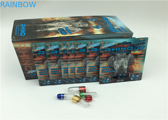 गोल्ड 69K राइनो पाउडर कैप्सूल ब्लिस्टर पैक पैकेजिंग 3 डी कार्ड प्लास्टिक कवर के साथ