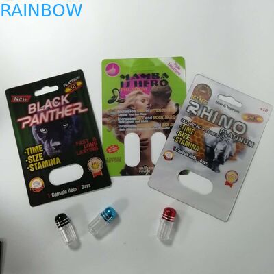 यौन संवर्धन गोलियां ब्लिस्टर कार्ड पैकेजिंग राइनो 69 नमी सबूत पुनर्नवीनीकरण