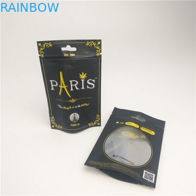 चाइल्डप्रूफ जिपर के साथ स्पष्ट विंडो स्टैंड अप पाउच गंध प्रूफ सीबीडी पैकेजिंग बैग