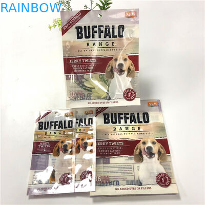 मजबूत सील गंध प्रूफ पालतू पशु खाद्य बैग यूवी लोगो मुद्रित आसान खोलने आँसू पायदान के साथ