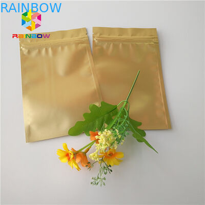 मैट क्रॉसी के लिए मैट ग्लॉसी जिपलॉक प्लास्टिक बैग्स पैकेजिंग मेटालिक गोल्ड फॉयल सैशे
