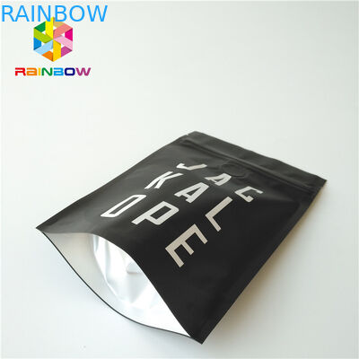 मैट ब्लैक मैटेलिक फ़ॉइल पाउच जिपर / वाल्व के साथ 2 ओज़ कॉफी बैग खड़े हो जाएं