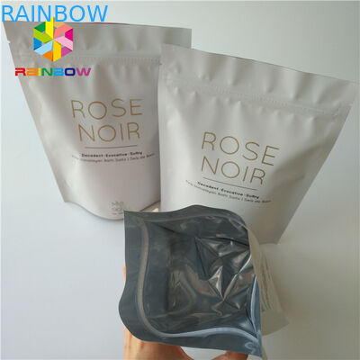 जिपलॉक प्रिंटेड पन्नी स्टैंड अप कॉस्मेटिक पैकेजिंग बैग नारियल / कॉफी बॉडी स्क्रब