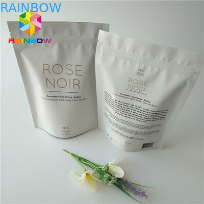 जिपलॉक प्रिंटेड पन्नी स्टैंड अप कॉस्मेटिक पैकेजिंग बैग नारियल / कॉफी बॉडी स्क्रब