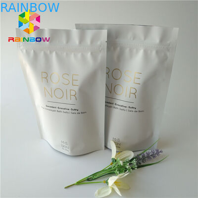 जिपलॉक प्रिंटेड पन्नी स्टैंड अप कॉस्मेटिक पैकेजिंग बैग नारियल / कॉफी बॉडी स्क्रब