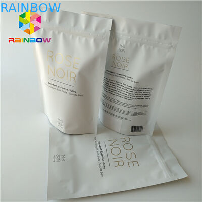 जिपलॉक प्रिंटेड पन्नी स्टैंड अप कॉस्मेटिक पैकेजिंग बैग नारियल / कॉफी बॉडी स्क्रब