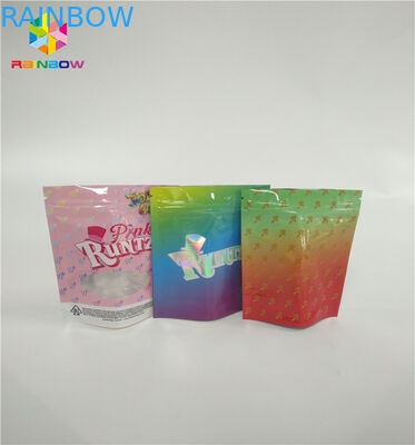 चाइल्डप्रूफ 3.5 जी स्टैंड जिपर पाउच बैग कस्टमाइज़ प्रिंट रंटज़ पैक स्मेल प्रूफ