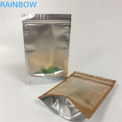 टुकड़े टुकड़े में एल्यूमीनियम पन्नी ज़िप लॉक बैग पाउच पारदर्शी साइड नमी सबूत खड़े हो जाओ