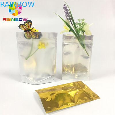 टुकड़े टुकड़े में एल्यूमीनियम पन्नी ज़िप लॉक बैग पाउच पारदर्शी साइड नमी सबूत खड़े हो जाओ