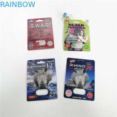 लोगो स्वनिर्धारित सेक्स गोलियां ब्लिस्टर पैकेजिंग राइनो ब्लैक पैंथर पुरुष संवर्धन कैप्सूल पैकेज