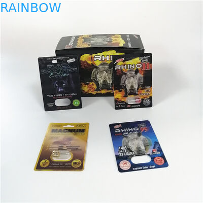 पाउडर सेक्स कैप्सूल पैक के लिए यौन संवर्धन गोलियां ब्लिस्टर कार्ड पैकेजिंग राइनो श्रृंखला