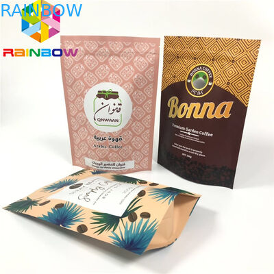 क्राफ्ट पेपर कॉफी पाउच, जिपलॉक प्लास्टिक खाद्य पैकेजिंग नमी सबूत को खड़ा करता है