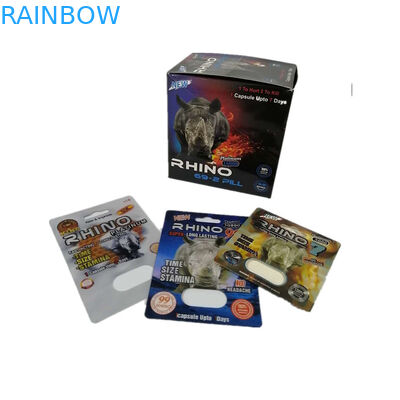 स्लाइड ब्लिस्टर सम्मिलित कार्ड पेपर बॉक्स पैकेजिंग राइनो 69 सेक्स गोली 3 डी पैकिंग अनुकूलित आकार