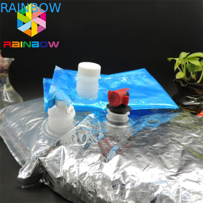 10L BiB एल्यूमीनियम पन्नी वाइन पाउच टोंटी / वाल्व भंडारण बैग एफडीए प्रमाणित ऊपर खड़े हो जाओ