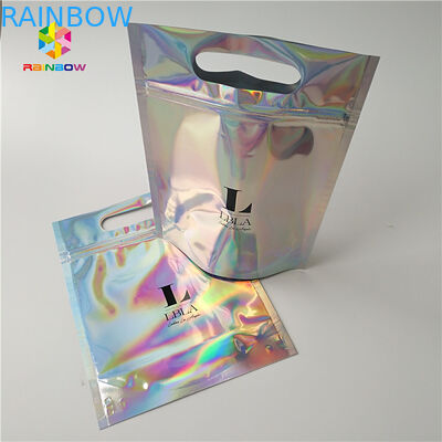 स्किनकेयर कॉस्मेटिक पैकेजिंग बैग होलोग्राम पन्नी स्नान नमक खिड़की / हैंगर के साथ पैकिंग
