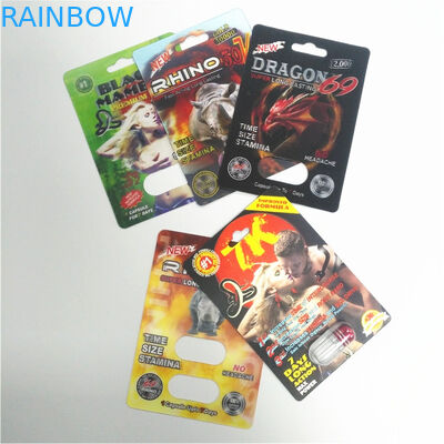 टिकाऊ पुरुष संवर्धन गोलियां राइनो श्रृंखला 3 डी कार्ड कैप्सूल ब्लिस्टर पैक