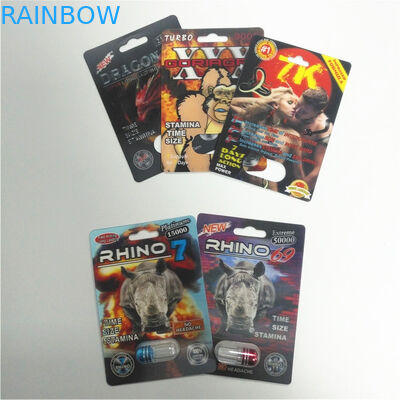 बफ़ेलो हैप्पी टाइम ब्लिस्टर पैक पैकेजिंग राइनो पिल ब्लिस्टर पेपर कार्ड्स कस्टम