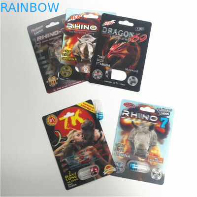 राइनो 69 पुरुष संवर्धन गोली पैकेजिंग 3 डी लेंटिकुलर पैक कार्ड पर्यावरण के अनुकूल