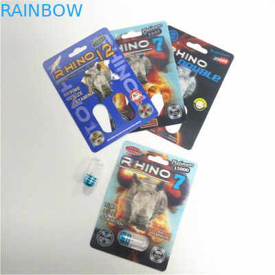 पुरुष यौन प्रदर्शन बढ़ाने गोली पैकेजिंग 3 डी कार्ड राइनो कंटेनर बुलेट