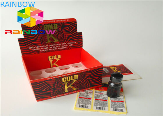 चिपकने वाला स्टीकर लेबल के साथ पुरुष संवर्धन पेय बोतल रैपिंग पेपर बॉक्स