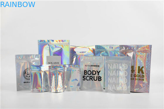 होलोग्राफिक उपहार / प्रसाधन सामग्री के लिए पन्नी पाउच एल्यूमीनियम पन्नी Mylar Ziplock खड़े हो जाओ