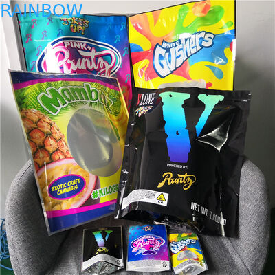 गंध प्रूफ प्लास्टिक स्टैंड थैली फूल Mylar पैकेजिंग बैग Resealable