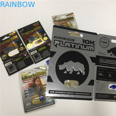 ब्लिस्टर कैप्सूल कंटेनर यौन प्रदर्शन गोली पैकेज कार्ड अनुकूलित प्रिंट