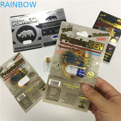 राइनो 8/11/25 प्रदर्शन ब्लिस्टर कार्ड पैकिंग पुरुष संवर्धन प्रदर्शन गोलियां 3 डी खाली कंटेनर