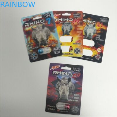 मम्बा पुरुष संवर्धन गोलियां के लिए बॉक्स ब्लिस्टर पैक पैकेजिंग 3 डी प्रिंटिंग प्रदर्शित करें