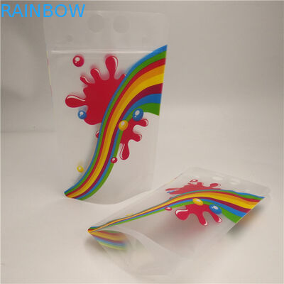 क्लियर जूस मिल्क बॉटम गसेट बैग्स, हैंडल के साथ ड्यूरेबल स्टैंड अप पन्नी पाउच