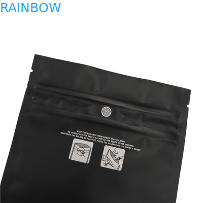 मैट ब्लैक चाइल्ड रेसिस्टेंट जिपलॉक पाउच स्मेल प्रूफ गाड़ियां Sativa Indica Weed THC Mylar Bag