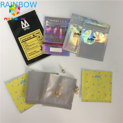 स्मेल प्रूफ हीट सील कॉस्मेटिक्स टेबलेट पिल्स पैकेजिंग मिनी 3x5 इनचेस विद क्लियर बैक